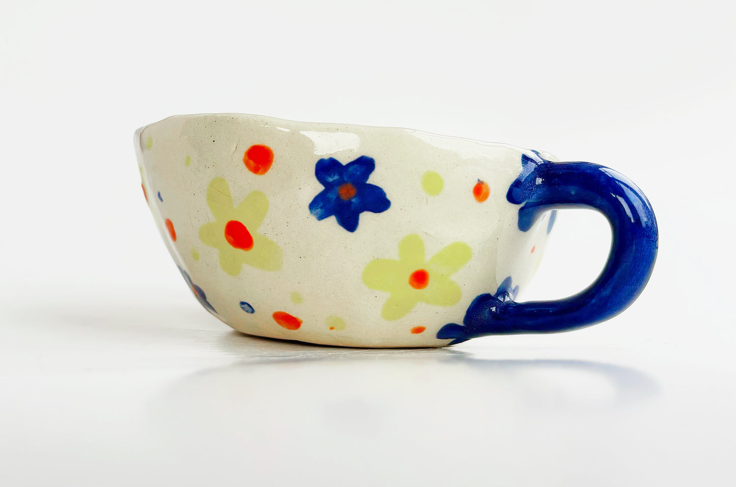 At Least My Trauma Made Me Funny Blue Handle Floral Espresso Mug