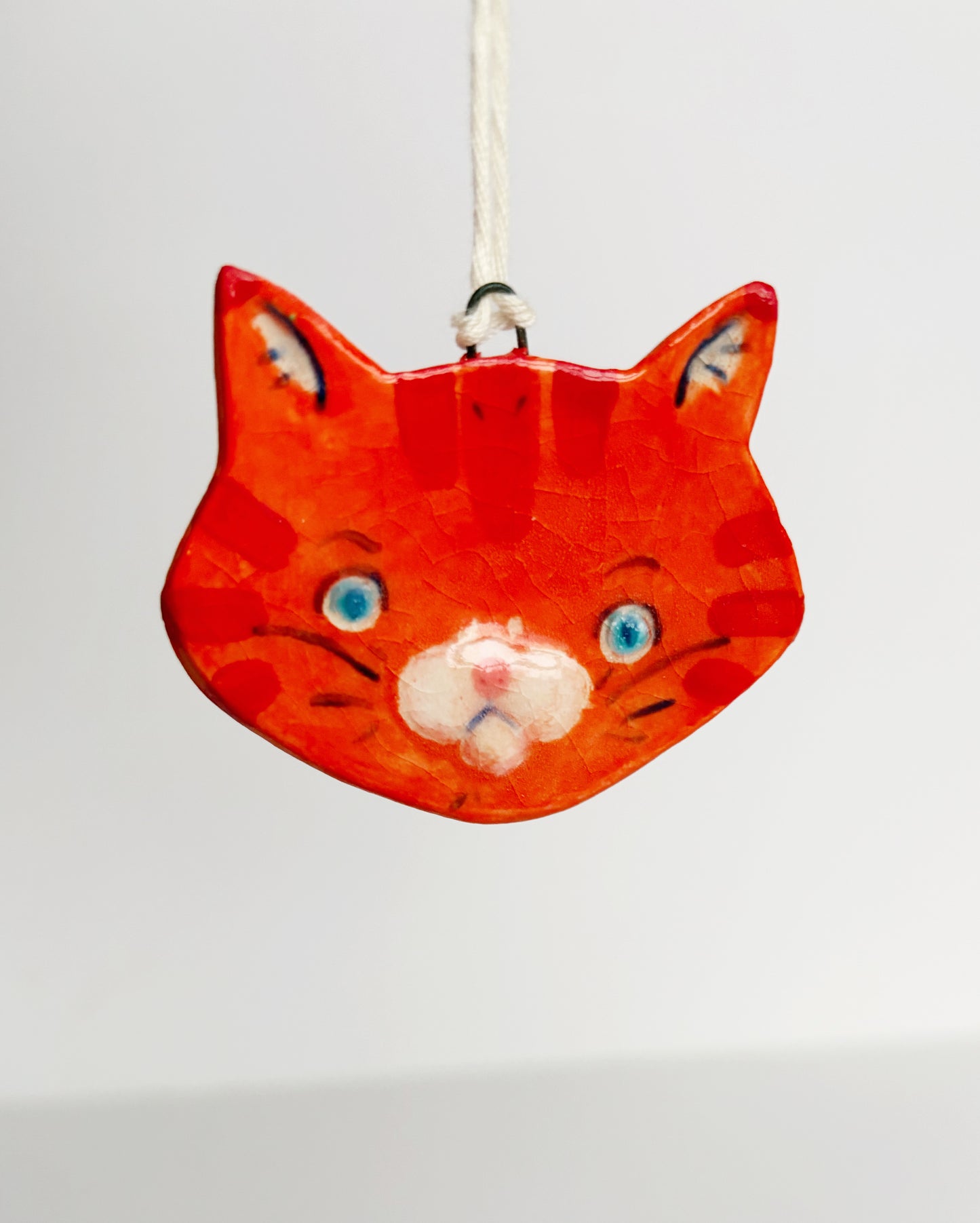 Orange Tabby Ceramic Flat Cat Ornament