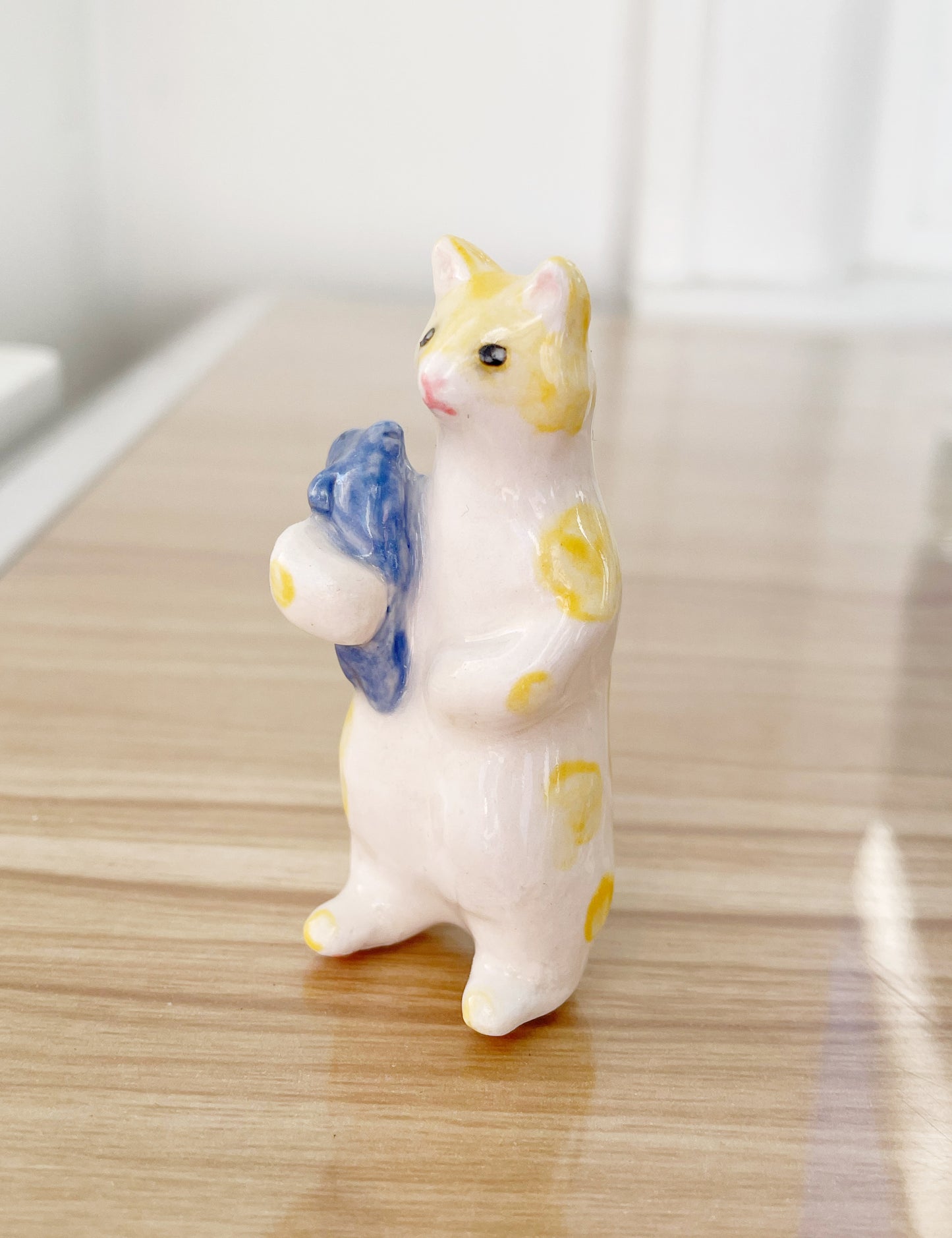 Kitty and Fish Friend Ceramic Sculpture