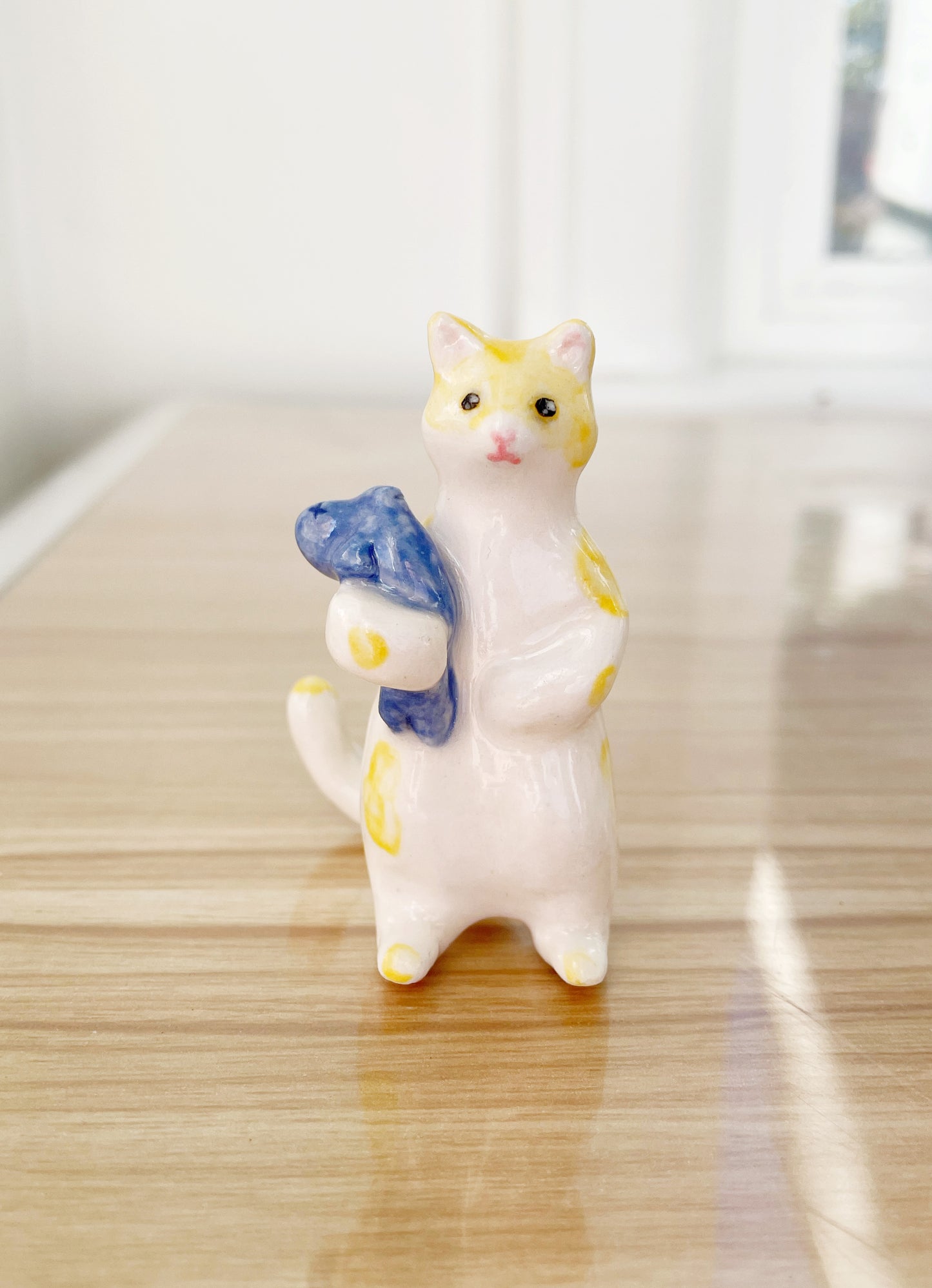 Kitty and Fish Friend Ceramic Sculpture