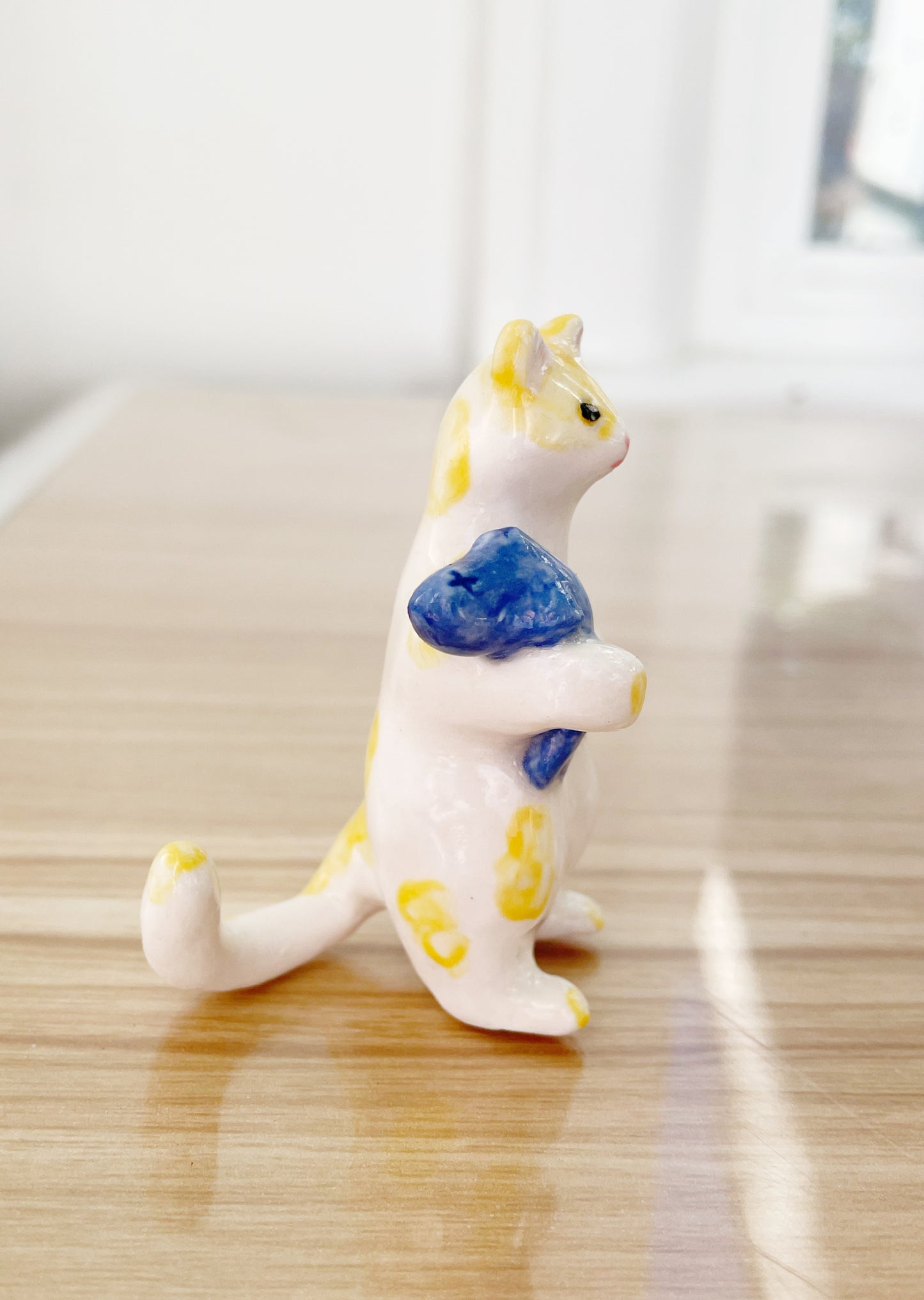 Kitty and Fish Friend Ceramic Sculpture