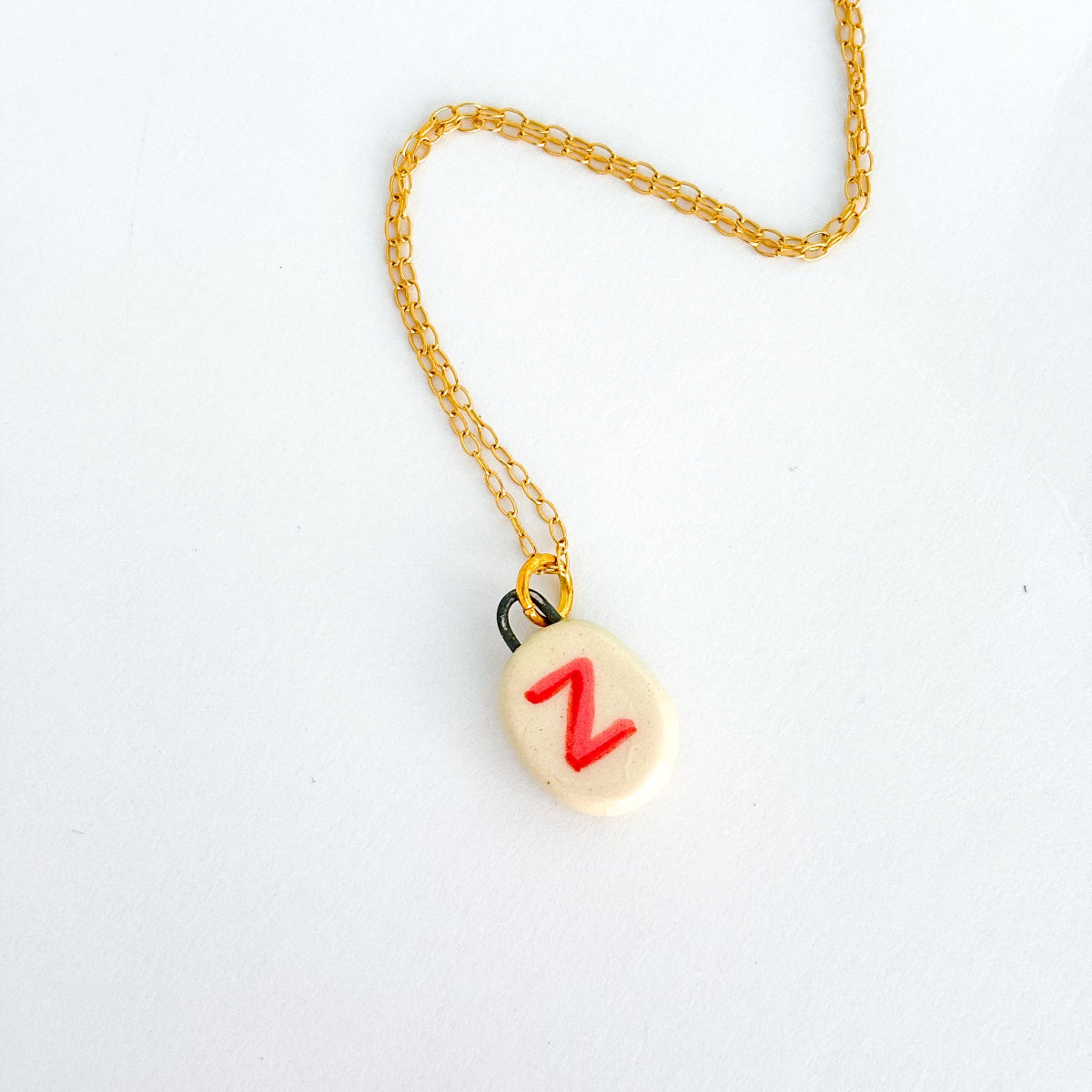 Letter “Z” Charm - Handmade Hand-painted Ceramic Pendant