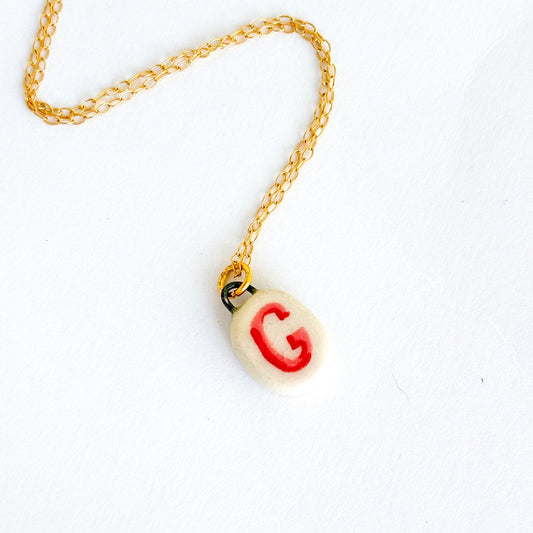 Letter “G” Charm - Handmade Hand-painted Ceramic Pendant