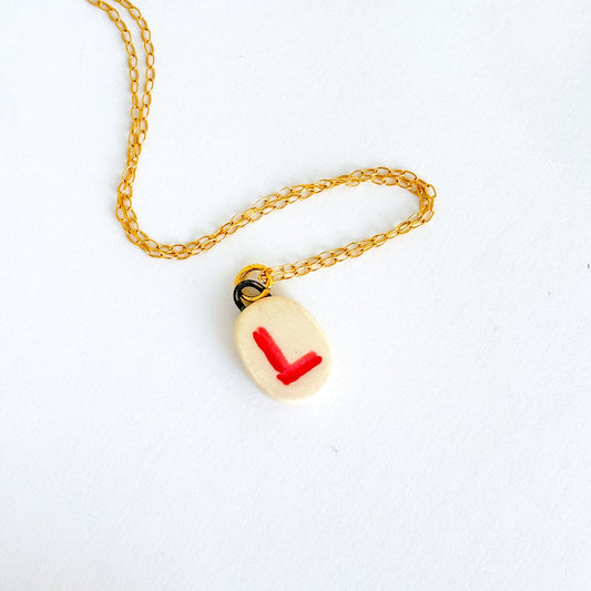 Letter “L” Charm - Handmade Hand-painted Ceramic Pendant