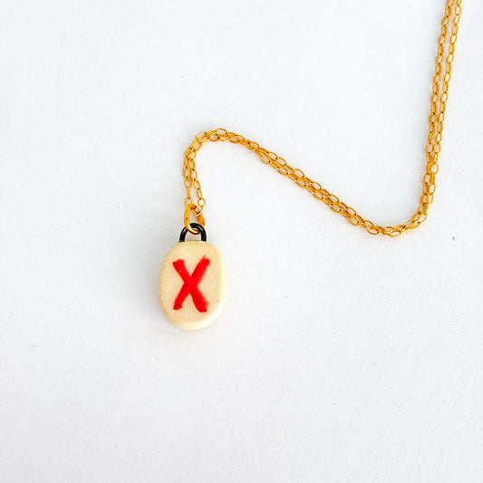 Letter “X” Charm - Handmade Hand-painted Ceramic Pendant