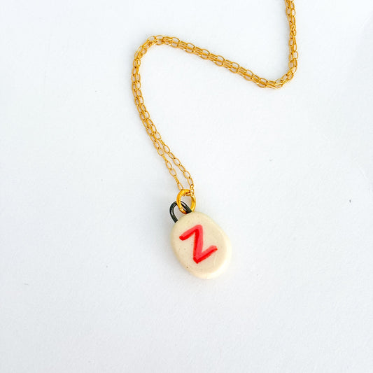 Letter “Z” Charm - Handmade Hand-painted Ceramic Pendant